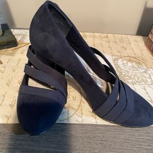 Navy Suede Dress Pumps